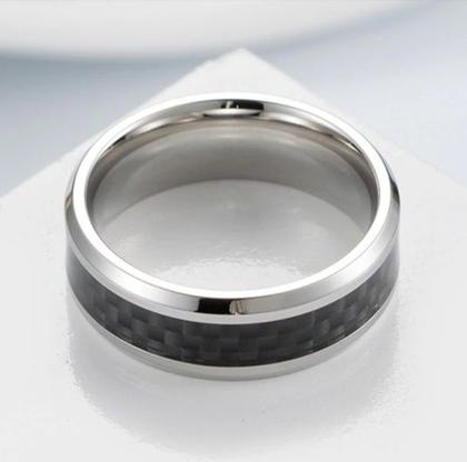 Imagem de Anel Aço Inox com Fibra De Carbono Preto