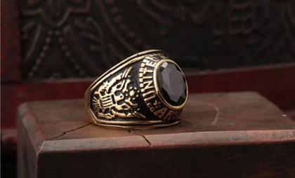 Imagem de Anel Aço Inox Exército ou Anel Caveiras com Pedra de Zircônia