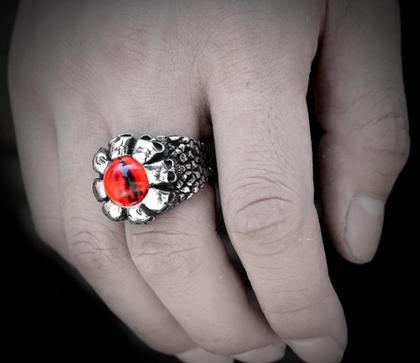 Imagem de Anel Aço Inox Exército ou Anel Caveiras com Pedra de Zircônia