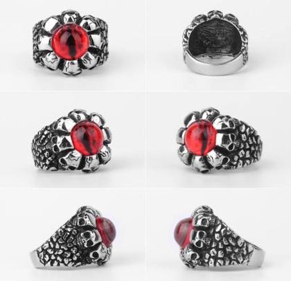 Imagem de Anel Aço Inox Exército ou Anel Caveiras com Pedra de Zircônia