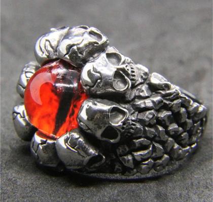 Imagem de Anel Aço Inox Exército ou Anel Caveiras com Pedra de Zircônia