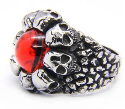 Imagem de Anel Aço Inox Exército ou Anel Caveiras com Pedra de Zircônia