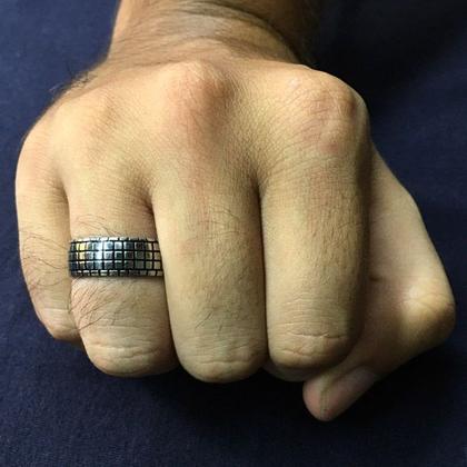 Imagem de Anel Aliança Masculino Feminino Prata Preto Minimalista Estiloso Básico Elegante Aço Inox