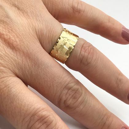 Imagem de Anel Aliança Ouro 18k Escrava Egito Trabalhado com 0.7cm k220