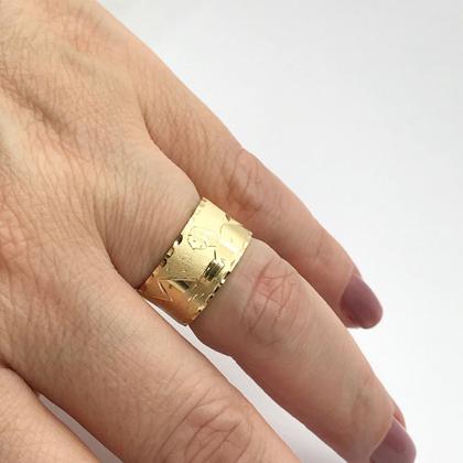 Imagem de Anel Aliança Ouro 18k Escrava Egito Trabalhado com 0.7cm k220