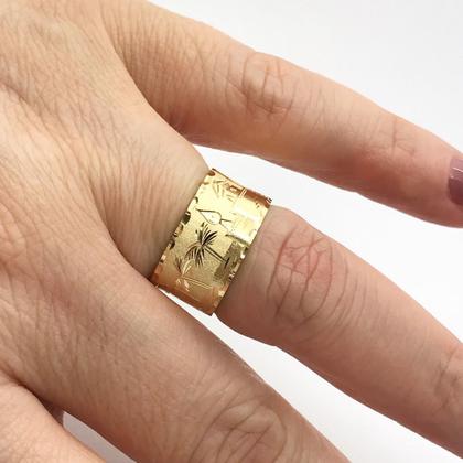 Imagem de Anel Aliança Ouro 18k Escrava Egito Trabalhado com 0.7cm k220