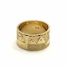 Imagem de Anel Aliança Ouro 18k Escrava Egito Trabalhado com 0.7cm k220