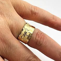 Imagem de Anel Aliança Ouro 18k Escrava Egito Trabalhado com 0.7cm k220