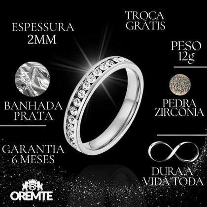 Imagem de Anel Aparador Aliança Com Pedras Zircônia Prata 925