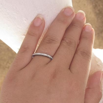 Imagem de Anel Aparador Aliança Com Pedras Zircônia Prata 925