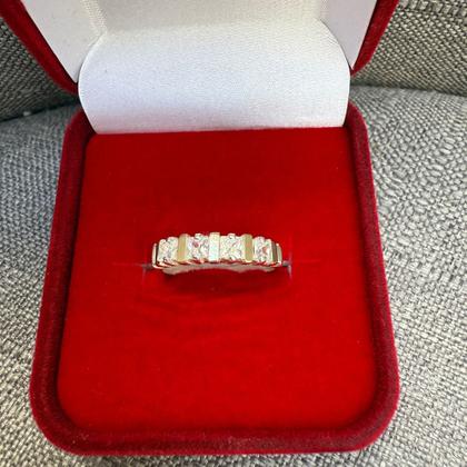 Imagem de Anel Aparador Meia Aliança Prata 925 e Aplique em Ouro 14 K