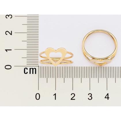 Imagem de Anel aro duplo coração vazado banhado a ouro Rommanel 513466