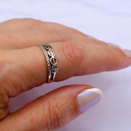 Imagem de Anel Bali Com Zircônias Prata 925