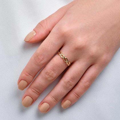 Imagem de Anel banhado ouro 3x 24k 18k e 22k feminino infinito rommanel fino skinny aro 512980