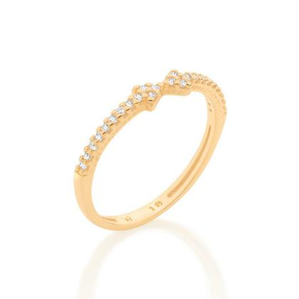 Imagem de Anel banhado ouro 3x 24k 18k e 22k  feminino rommanel fino skinny laço zircônias 512860