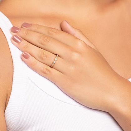 Imagem de Anel banhado ouro 3x 24k 18k e 22k  feminino rommanel fino skinny laço zircônias 512860