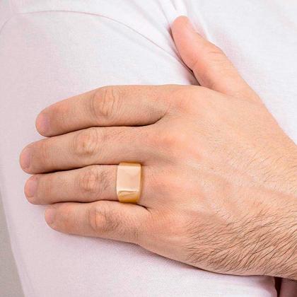 Imagem de Anel banhado ouro 3x 24k 18k e 22k masculino rommanel quadrado liso 513368