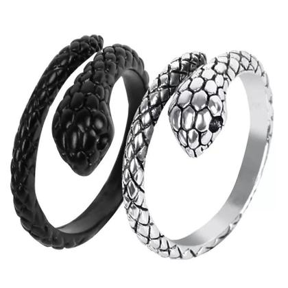 Imagem de Anel Cobra Preto Ajustável Punk Gótico O1300