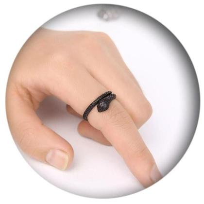 Imagem de Anel Cobra Preto Ajustável Punk Gótico O1300