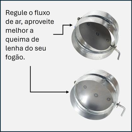 Imagem de Anel Com Borboleta Registro Para Chaminé Regulador Fumaça Fogão A Lenha Galvanizado 115mm - 9409 Hedlund