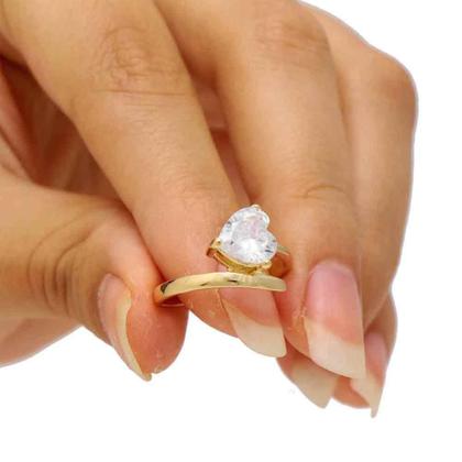 Imagem de Anel Coração Chuveiro com Aro Curvo Folheado em Ouro 18K