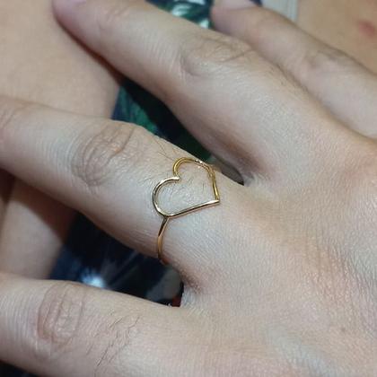 Imagem de Anel Coração Vazado Ouro 18k 750 Peso 1.20 Gramas