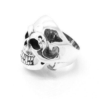 Imagem de Anel Crânio Skull Pircing Caveira Prata de Lei 950