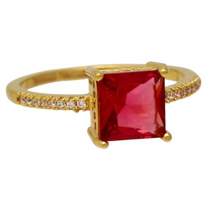 Imagem de Anel Cristal Rosa e Cravejado de Zircônias Softjoias Folheado em Ouro 18K