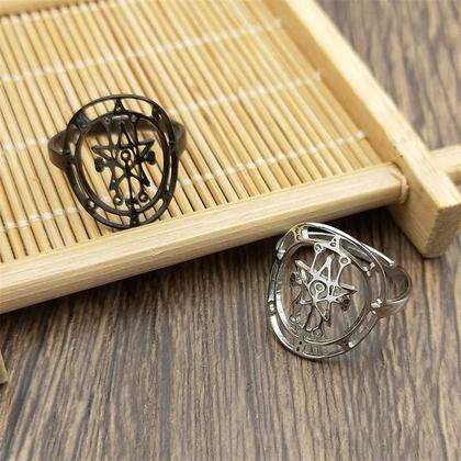 Imagem de Anel de Aço Inoxidável com Sigilo de Astaroth - Jóia com Design de Selos Demoníacos