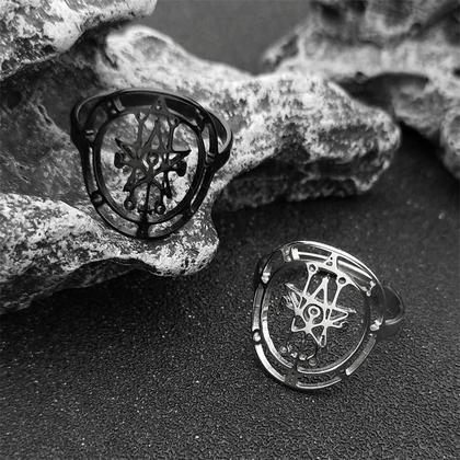 Imagem de Anel de Aço Inoxidável com Sigilo de Astaroth - Jóia com Design de Selos Demoníacos