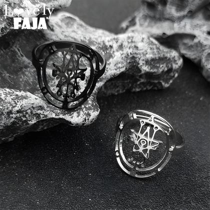 Imagem de Anel de Aço Inoxidável com Sigilo de Astaroth - Jóia com Design de Selos Demoníacos