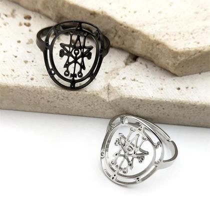Imagem de Anel de Aço Inoxidável com Sigilo de Astaroth - Jóia com Design de Selos Demoníacos