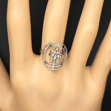 Imagem de Anel de Aço Inoxidável com Sigilo de Astaroth - Jóia com Design de Selos Demoníacos