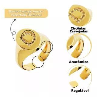 Imagem de Anel De Dedo Mínimo Folheado A Ouro Com Letra Personalizada