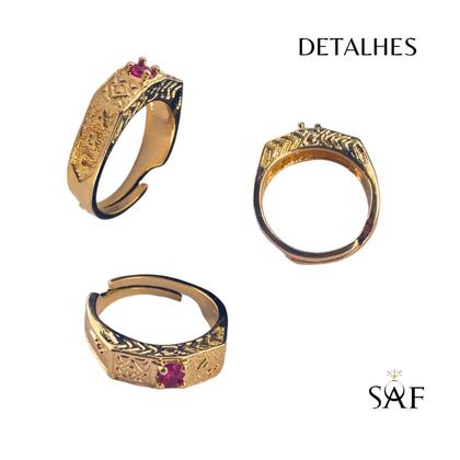 Imagem de Anel De Formatura Abc Infantil Com Pedra Banhado Regulável