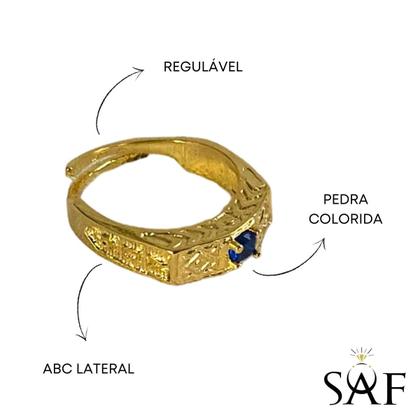 Imagem de Anel De Formatura Abc Infantil Com Pedra Banhado Regulável