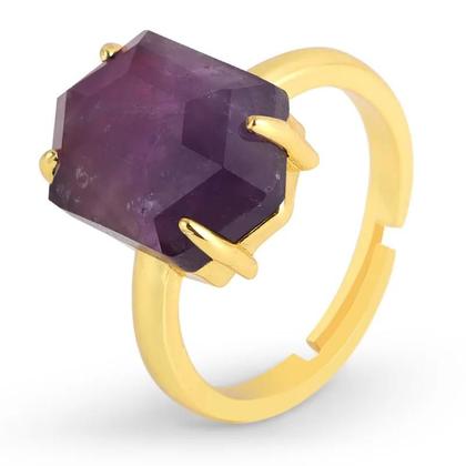 Imagem de Anel De Luxo Feminino Em Ouro Com Pedras Naturais: Olho De Tigre, Obsidiana Negra, Ametista E