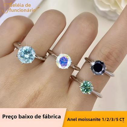 Imagem de Anel De Moissanite Feminino 1/2/3/5ct JoyceJelly Em Prata Esterlina 925 Luxuoso Para Casamento