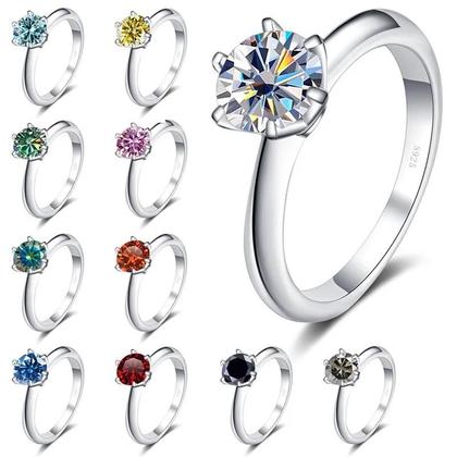 Imagem de Anel De Moissanite Feminino 1/2/3/5ct JoyceJelly Em Prata Esterlina 925 Luxuoso Para Casamento