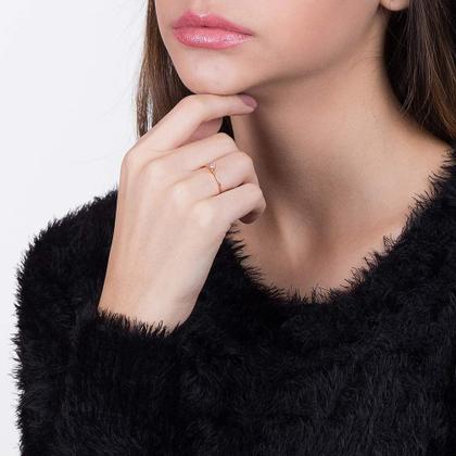 Imagem de Anel de noivado solitário banhado ouro 3x 24k 18k e 22k feminino 15 anos rommanel fino skinny zircônia redonda 512180