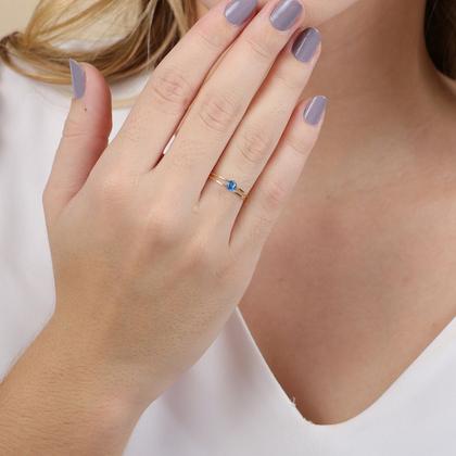 Imagem de Anel De Ouro 18k/750 Aro Duplo Com Zircônia