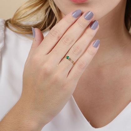 Imagem de Anel De Ouro 18k/750 Aro Duplo Com Zircônia