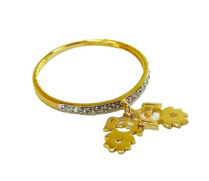 Imagem de Anel de ouro 18k com pingentes cravejados em zircônia  filhas