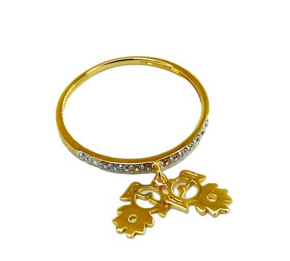 Imagem de Anel de ouro 18k com pingentes cravejados em zircônia  filhas