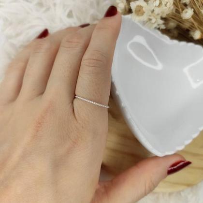 Imagem de Anel De Prata 925 Feminino Aro Torcido Fininho Delicado Minimalista