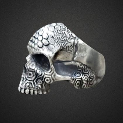 Imagem de Anel de Prata Caveira - Skull Texture - Em Prata 925 maciça - Celtic Joias Masculinas