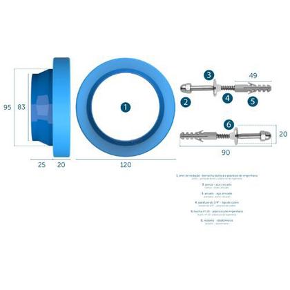 Imagem de Anel De Vedação Com Guia + Parafusos Bucha 10 P/ Bacia Vaso
