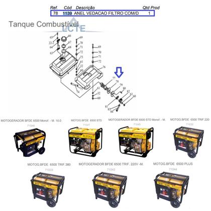 Imagem de Anel de Vedação Do Filtro de Combustível P/ Motor 7.0hp 1139