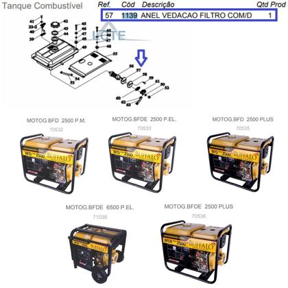 Imagem de Anel de Vedação Do Filtro de Combustível P/ Motor 7.0hp 1139