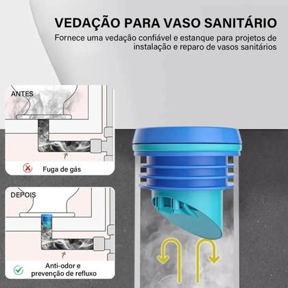 Imagem de Anel de Vedação Universal AntiOdor para Vaso Sanitário  Vedação Completa e Durável